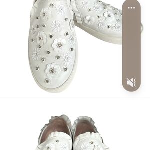 Kate Spade White Casual Sneakers with Silver Pattern